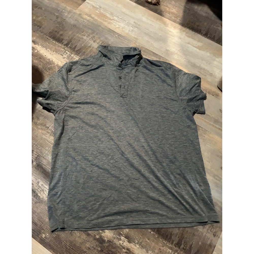 GH Bass & Co Mens XL Gray Space Dye Heather Polo Shirt Short Sleeve Stretch